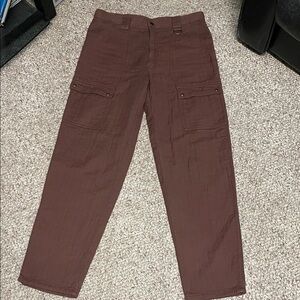 Vintage 80s/90s high rise snap button Brown wide leg Cargo Pants